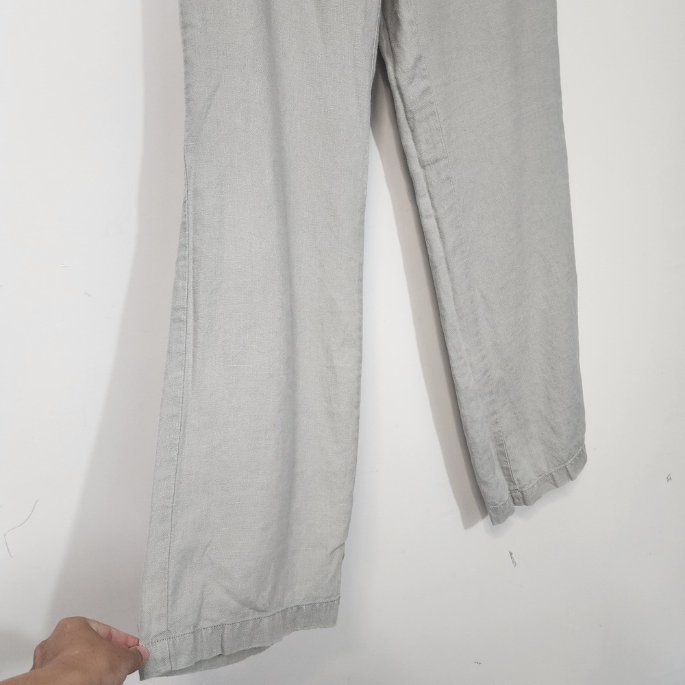 Eileen Fisher Linen Pants Women 8 Gray Wide Leg Minimalist Casual coastal - Picture 3 of 11